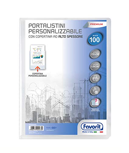 Favorit Portalistino Personalizzabile Premium, 100 Buste Lisce, 22 ...