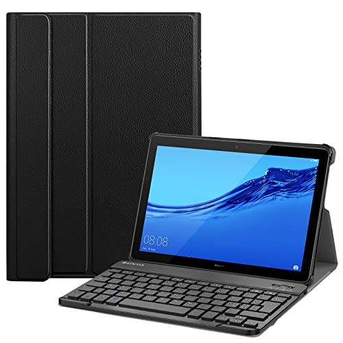 FINTIE Tastiera Custodia per Huawei MediaPad T5 10 [Layout Italiano], Slim Cover con Rimovibile Magnetica Wireless Bluetooth Tastiera, Nero