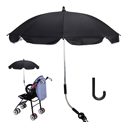 Foreverup Parasole universale per passeggino e passeggino, ombrellone per passeggino, ombrello, protezione UV 50+, con manico per ombrello, supporto universale, collo di cigno flessibile a 360°