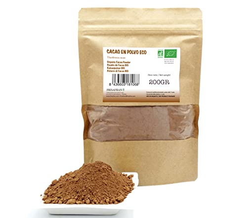 FRISAFRAN - Polvere di Cacao Bio | da torta al cacao in polvere | Benefico per pelle e capelli | Origine Perù - 200Gr