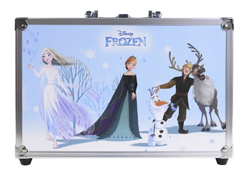 Frozen Makeup Train Case, Valigietta di Makeup di Frozen con Palette Colorate per Labbra e Viso, Divertente Kit di Makeup, Accessori Colorati, Giocattoli e Regali per Bambini e Bambine
