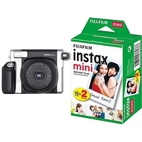 Fujifilm Instax Wide 300 Fotocamera Istantanea, per Foto Formato 62x99 mm, Nero Argento & Mini Film Pellicola istantanea per fotocamere Instax Mini, Formato 46x62 mm, confezione da 20 foto