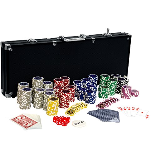 Games Planet Set di Poker - Nero o Argento, Professionale, 500 Lase...