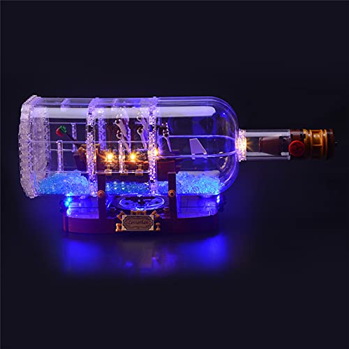 GEAMENT Set di Luci LED per Nave in bottiglia – Kit di illuminazione compatibile con LEGO Ideas Ship in a Bottle 21313 92177 (Lego set non incluso)(con istruzioni)