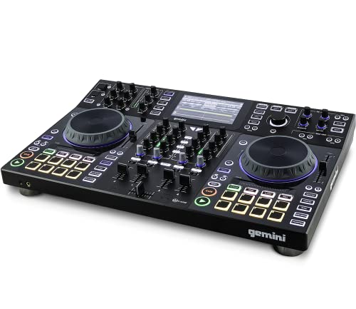 Gemini Sound SDJ-4000 Standalone, MIDI Controller DJ Attrezzature Consolle Tavolo con 2 Ponti, Miscelatore Audio a 4 Canali, Ruote Jog Capacitive Touch e Schermo da 7  Pollici HD Schermo