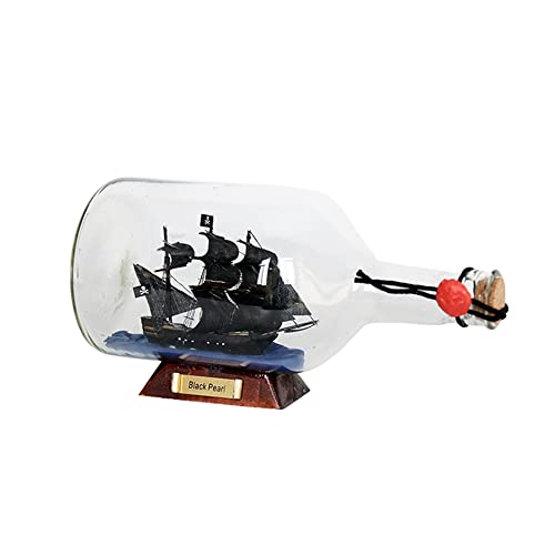 GFKNXS Modello di nave di perle nere, modello di nave in bottiglia di vetro, ornamenti decorativi classici per barche a vela, regali per la decorazione della stanza dei bambini (22 * 9 * 11 cm), regal