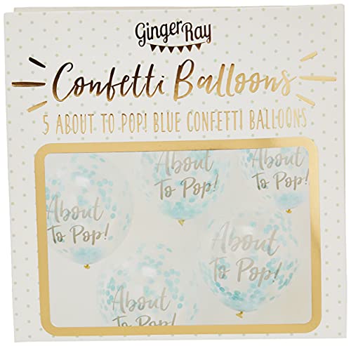 Ginger Ray - Confezione da 5 palloncini con coriandoli blu per il baby shower
