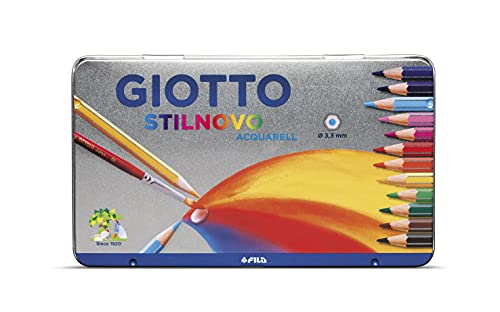 Giotto 256200 - Stilnovo Acquarell Pastelli Acquarellabili Scatola Metallo da 12 Colori
