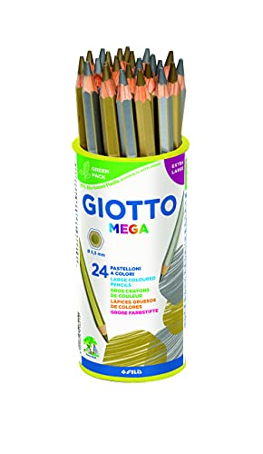 Giotto 518000 - Mega Maxi Pastelloni Oro e Argento Barattolo da 24 Pezzi