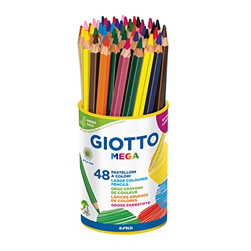 Giotto 518100 - Mega Maxi Pastelloni Colorati Barattolo 48 Pezzi