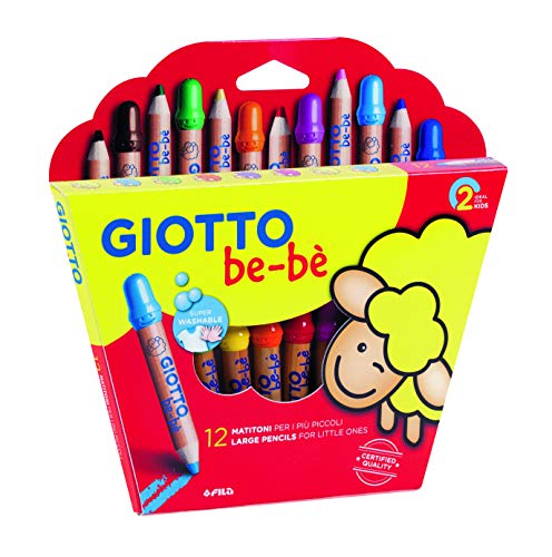 Giotto Be-Bè Astuccio Da 12 Matitoni Colorati Per I Più Piccoli + 1 Temperamatite, Multicolore, ‎24 x 2.2 x 21 Cm
