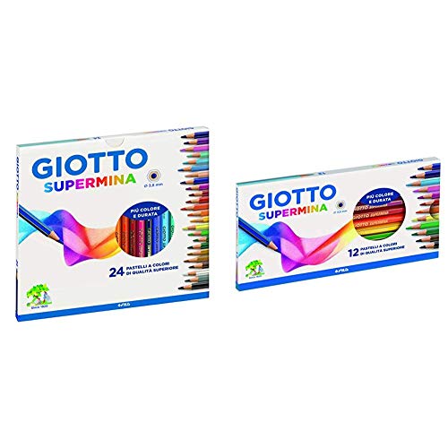 Giotto Fila Astuccio 24 Supermina Diametro Mina 3,8Mm Pastelli A Matita Gioco 118, Multicolore, 8000825235818 & Cf12Pastelli Supermina