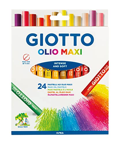 GIOTTO Olio Maxi - Astuccio da 24 Pastelli a Olio Maxi, 11mm, Color...