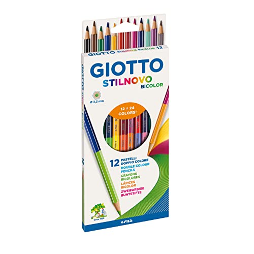 GIOTTO Stilnovo Bicolor - Astuccio da 12 Matite a Pastello Colorate a Doppia Punta, 3.3mm, Bicolor