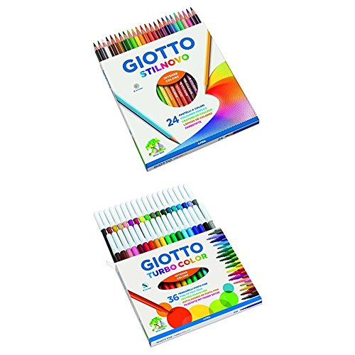 Giotto Stilnovo pastelli colorati & Giotto Turbo Color pennarelli, colori assortiti