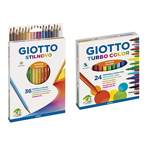 Giotto Stilnovo pastelli colorati in astuccio 36 colori & TURBO COLOR Ast. 24 pennarelli