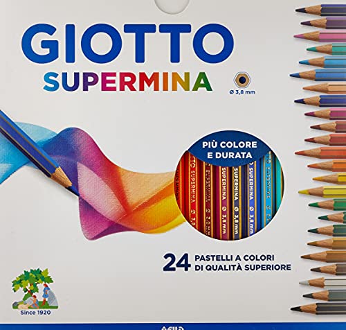 GIOTTO Supermina - Astuccio da 24 Matite a Pastello Colorate, 3.8mm...