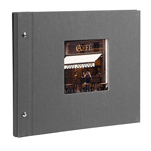 goldbuch 26725 Bella Vista - Album fotografico con apertura, 40 pagine nere e divisori in pergamena, 30 x 25 cm, espandibile, copertina in lino, colore: grigio