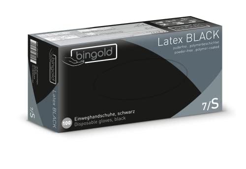 Guanti monouso in lattice BLACK, senza polvere, misura S, confezione da 100 pezzi