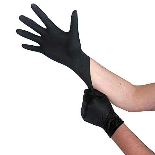 Guanti monouso neri, guanti monouso L, 100 pezzi, senza polvere, guanti monouso, guanti in lattice neri, disponibili in taglia S, M, L & XL