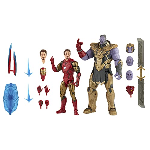 Hasbro Marvel Legends Series, Action Figure da 15 cm, Confezione da 2, Iron Man Mark 85 Contro Thanos, Saga dell Infinito, Design di qualità, 2 Personaggi e 8 Accessori, Multicolore, F0192