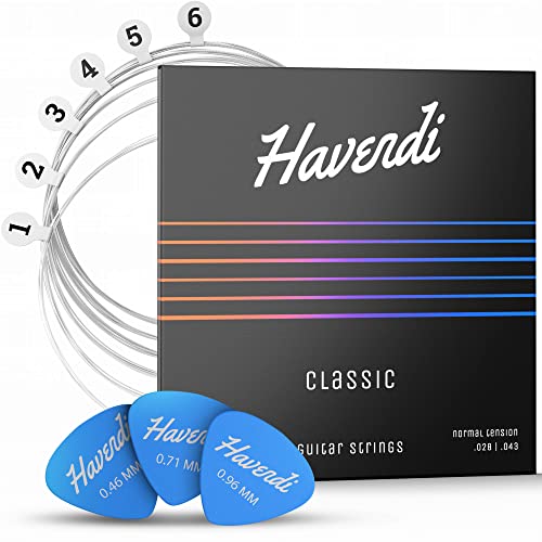 HAVENDI Corde Chitarra classica - Qualità del suono brillante | Corde de nylon resistente e argento per chitarra classica | (set di 6 corde) incl. 3 plettri