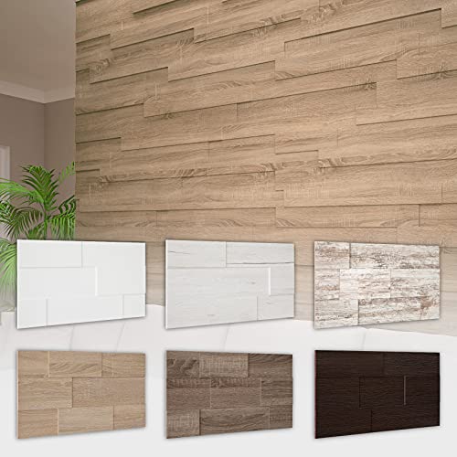 HEXIM - Rivestimento da parete, eleganti pannelli 3D con 7 varianti di posizionamento, pannelli in legno MDF (4,52 m², rovere Sonoma), pannello da parete per interni