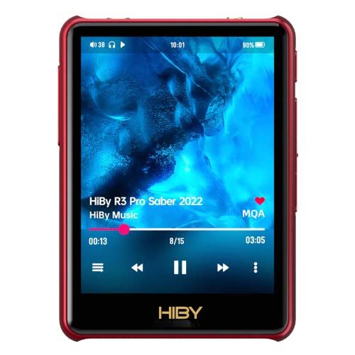 HiBy R3 Pro Saber 2022 Hi Res Mp3 Player con Bluetooth e WiFi, lettore audio digitale HiFi, lettore musicale portatile in streaming con touch screen 2,5 mm Bal Web Radio Mseb(Rosso)