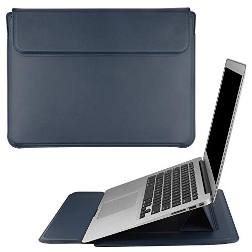 HoYiXi 15.6 Pollici Laptop Portatile Custodia Borsa con Stand Sleeve Cover Pelle Compatibile con MacBook Pro 16 2021 & 2019 ASUS Vivobook 15 HP 15.6  PC MacBook Pro 15 Surface Laptop 3, Blu