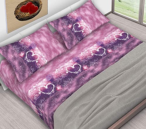 il dolce stile della tua casa lenzuola matrimoniali IN COTONE completo letto 2 piazze fantasia stampata a cuori azzurro rosa (COTONE ROSA)