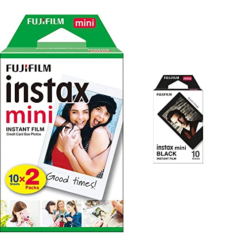 Instax, Mini pellicola & Fujifilm Instax Mini Film, Pellicola istantanea per fotocamere Instax Mini, Confezione da 20 foto, Formato foto 46 x 62 mm