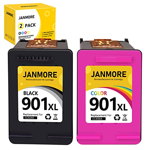 JANMORE Rigenerato Cartucce d inchiostro Sostituzione per HP 901XL, 1 Nero e 1 colore, per HP OfficeJet 4500 J4524 J4535 J4550 J4580 J4585 J4680 G510a G510g Stampante
