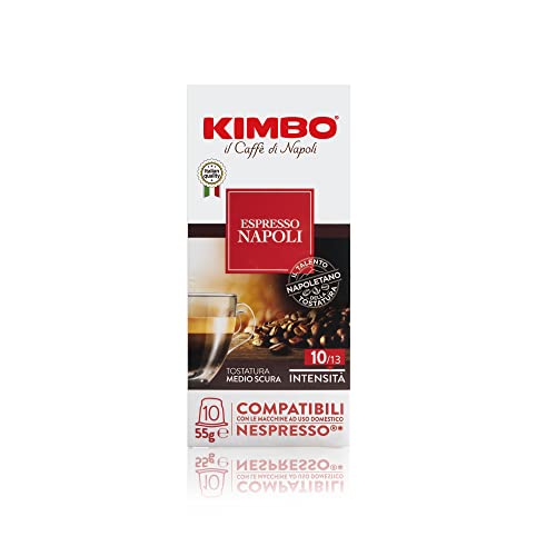Kimbo Capsule Napoli Compatibili Nespresso, Intensità 10 12, 10 Astucci da 10 Capsule (Totale 100 Capsule)