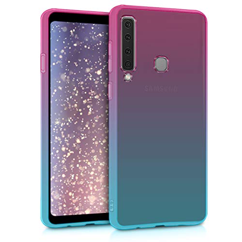 kwmobile Custodia Compatibile con Samsung Galaxy A9 (2018) - Back-Cover Anti-Urto Custodia in Morbido Silicone Fucsia Blu Trasparente - 2 Colori