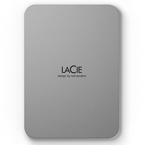 LaCie Mobile Drive, 2 TB, Unità disco portatile esterna - Argento lunare, USB-C 3.2, per PC e Mac, riciclata post consumo, con piano Tutte le applicazioni di Adobe e servizi Rescue (STLP2000400)