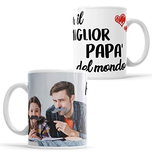 LaMAGLIERIA Tazza Personalizzata con la Tua Foto per Il miglior papà del Mondo - Custom Mug in Ceramica Festa del papà - cod. DES11