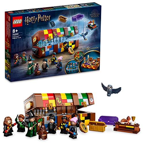LEGO 76399 Harry Potter Il Baule Magico di Hogwarts, Idea Regalo Personalizzabile con le Minifigure dei Film, Stemmi Case, Cappello Parlante e Gufo