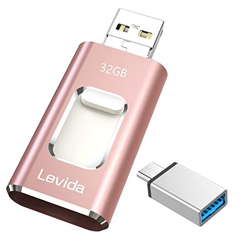 Levida Chiavetta USB 32 giga pennetta per Phone,Pendrive USB 3.0 Pen Drive 4 in 1 Photostick USB Chiave USB Type C con iOS,Android,USB C,Micro USB,Tipo C Porta Smartphone, Android, Laptop, PC…