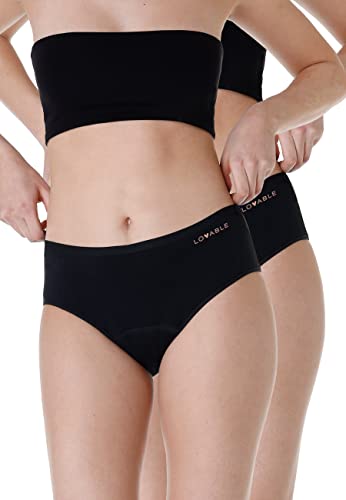 LOVABLE Midi Dry Panties Bi-Pack Slip Assorbente Lavabile, Nero, L ...