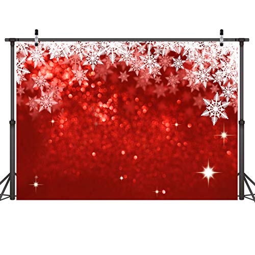 LYWYGG 7x5FT Sfondo di Natale Sfondo rosso Bokeh Sfondo di Fiocchi di Neve Sfondo Natale Decorazione Domestica Natale Bambini Sfondo Fotografico Studio Puntelli CP-292