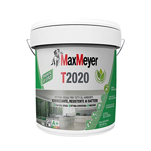 MaxMeyer Pittura per interni Traspirante T2020 Igienizzante, resistente ai batteri Bianco 14 l