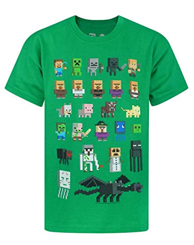 Minecraft t-Shirt Ragazzi Bambini Splites Personaggi Verdi Manica Corta Game Top 13-14 Anni