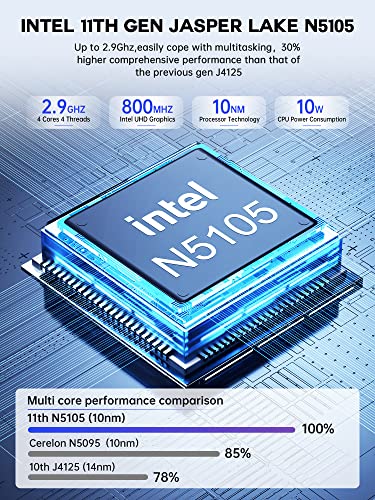 Mini PC Intel Celeron N5105 (fino a 2,9 GHz), 16 GB DDR4 512 GB M.2...
