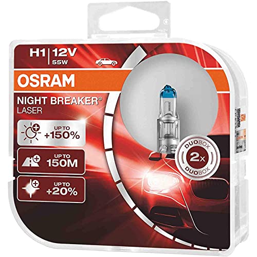 OSRAM NIGHT BREAKER LASER H1, +150% di luce in più, lampada alogen...