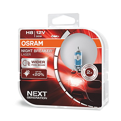 OSRAM NIGHT BREAKER LASER H8, +150% di luce in più, lampada alogena per fari, 64212NL-HCB, 12V, scatola doppia (2 lampade)