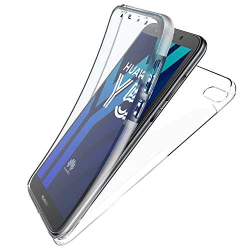 N NEWTOP Cover Compatibile con Huawei Y5 2018   Honor 7S, Custodia Crystal Case Guscio TPU PC Protezione 360° Fronte Retro Full Body Trasparente Resistente