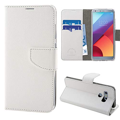 N NEWTOP Cover Compatibile per LG G6, HQ Lateral Custodia Libro Flip Chiusura Magnetica Portafoglio Simil Pelle Stand (Bianca)