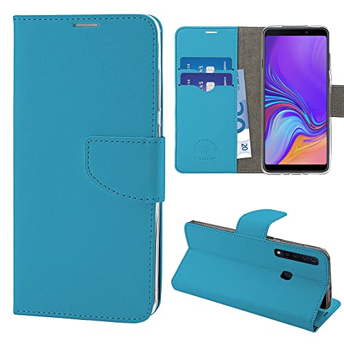 N NEWTOP Cover Compatibile per Samsung Galaxy A9 2018, HQ Lateral Custodia Libro Flip Magnetica Portafoglio Simil Pelle Stand Protettiva (Azzurro)