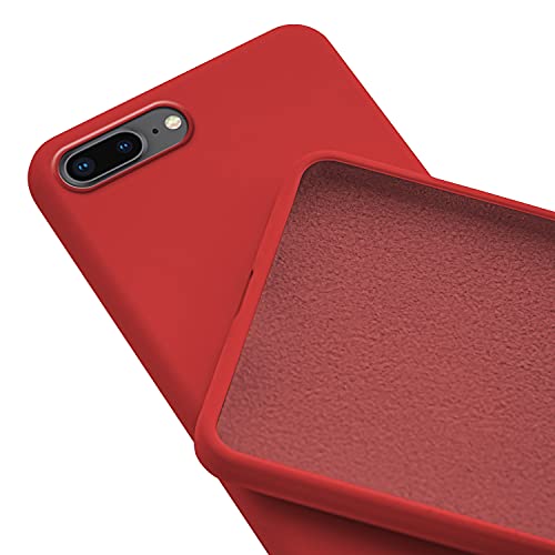 N NEWTOP Custodia Cover Compatibile per iPhone 7-8 Plus, Ori Case Guscio TPU Silicone Semi Rigido Colori Microfibra Interna Morbida (Rossa)