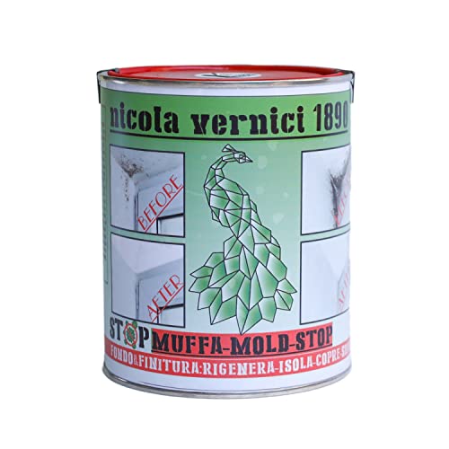 NICOLA VERNICI Muffa Mold Stop, Antimuffa Bianco, Ecologico ed Inodore, Made in Italy, a Base di Acqua - Formato 1 lt